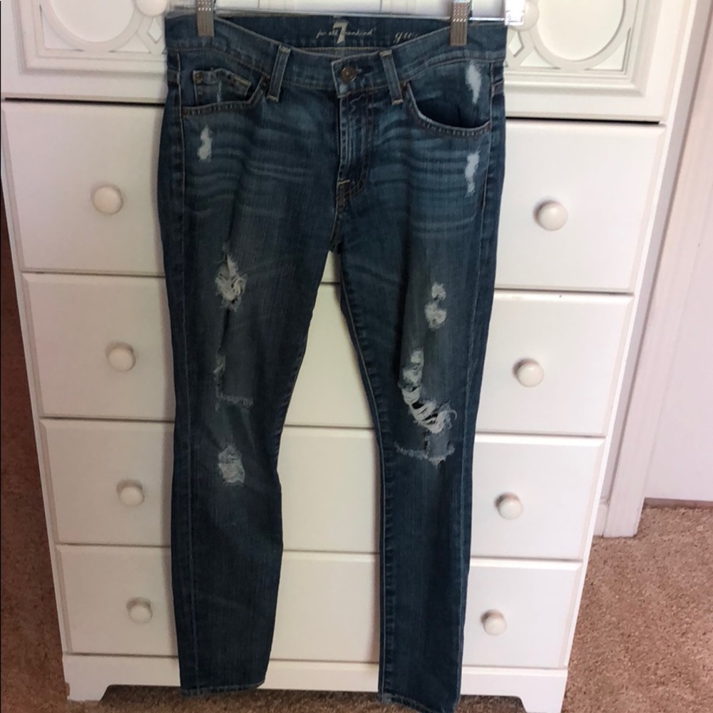 Designer distressed denim